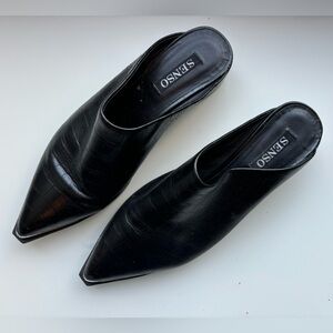 SENSO Black Leather Mules Sleek and Minimalist